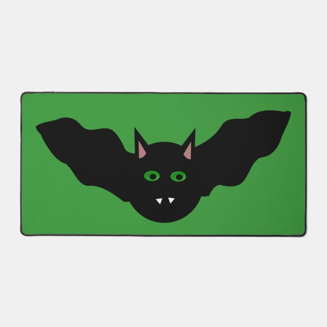 Vampire Cat Faced Bat Halloween Desk Mat (Front)