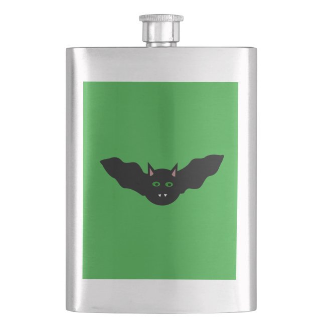Vampire Cat Faced Bat Halloween Flasks (Front)