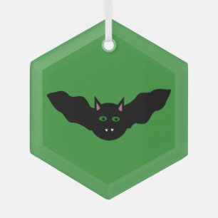 Vampire Cat Faced Bat Halloween Glass Tree Decoration