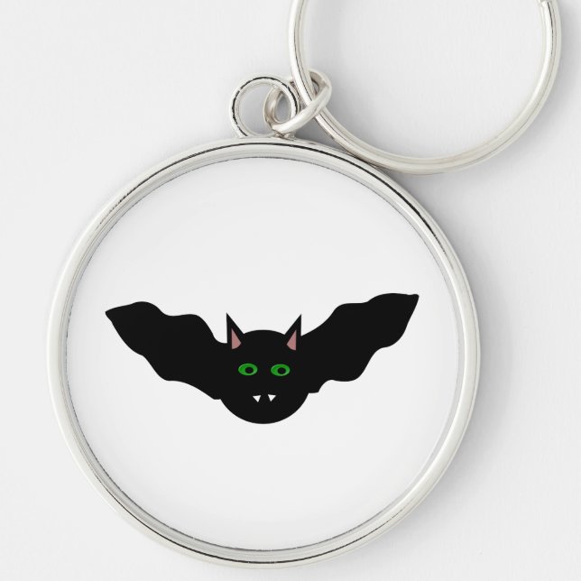Vampire Cat Faced Bat Halloween Keychain (Front)