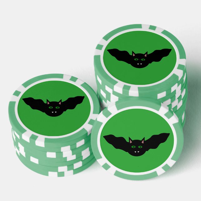 Vampire Cat Faced Bat Halloween Poker Chips (Stack)