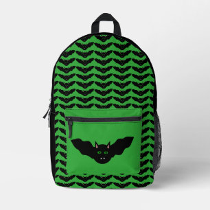 Vampire Cat Faced Bat Halloween Printed Backpack