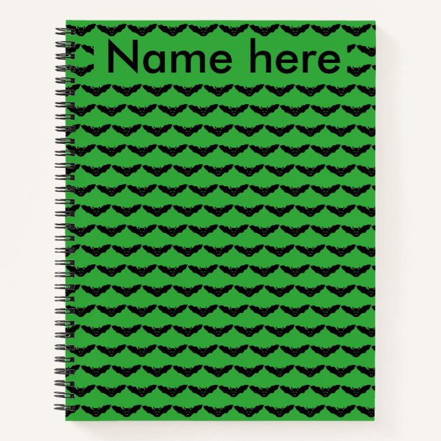 Vampire Cat Faced Bat Halloween Spiral Notebook (Front)