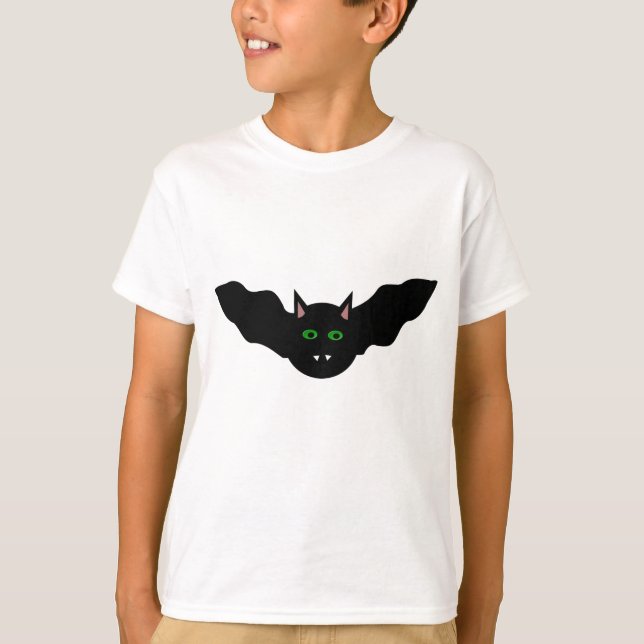 Vampire Cat Faced Bat Halloween T Shirt (Front)