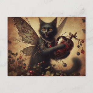 Vampire Cat Fairy Horror holding a bottle Postcard