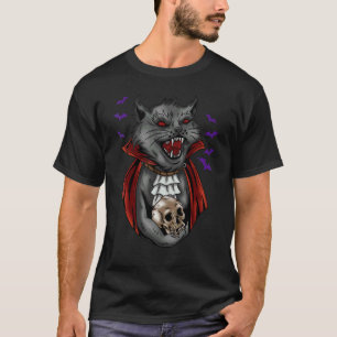 Vampire Cat Halloween Gothic T-Shirt
