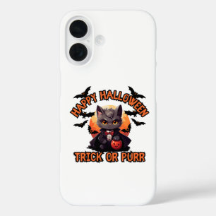 Vampire Cat Halloween Pumpkin Bat Spooky Festive F iPhone 16 Case