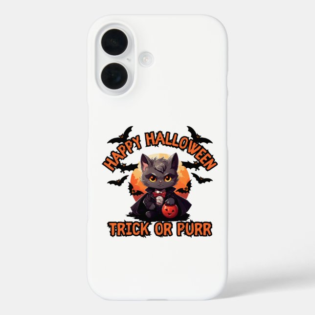 Vampire Cat Halloween Pumpkin Bat Spooky Festive F Case-Mate iPhone Case (Back)