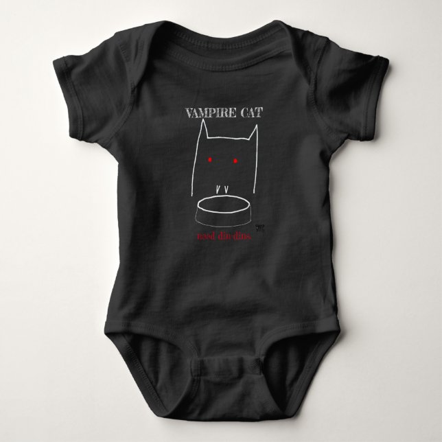 Vampire cat need din-dins! Cute Vampire/ Cat Baby Bodysuit (Front)