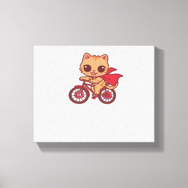 Vampire Cat on Halloween Bike Ride – Cute Spooky K Canvas Print (Front)
