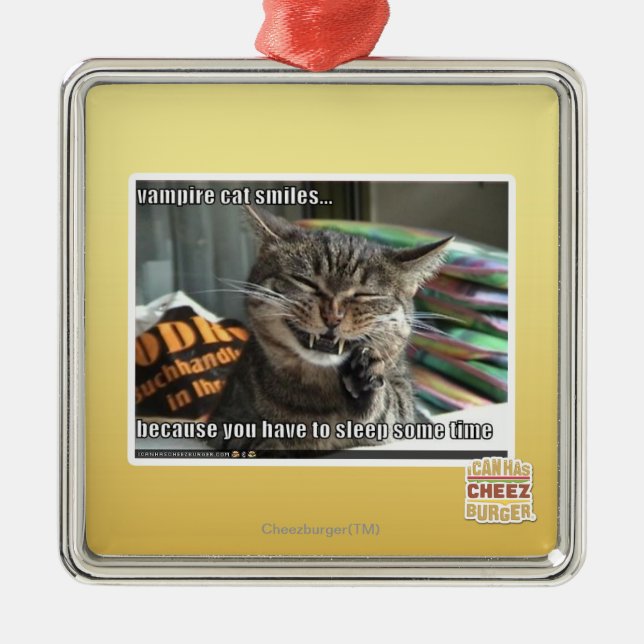 vampire cat smiles metal tree decoration (Front)