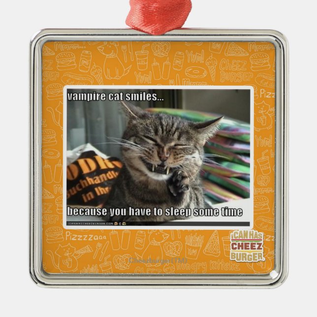 vampire cat smiles metal tree decoration (Front)