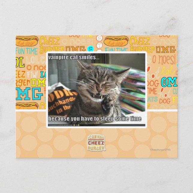 vampire cat smiles postcard (Front)