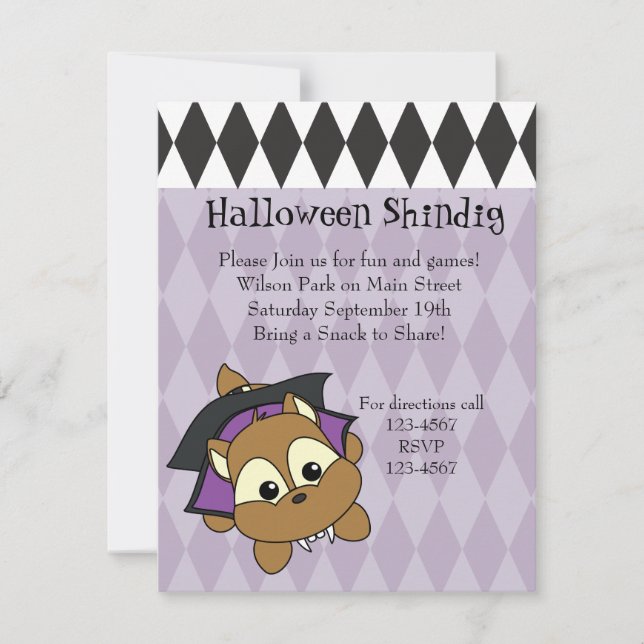 Vampire Chipmunk Cutie Invitation (Front)