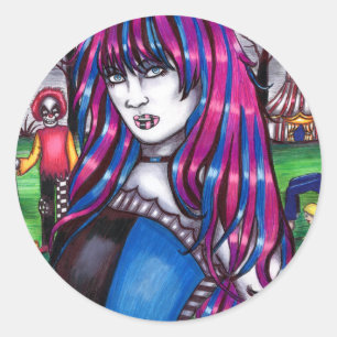 Vampire Circus Freak monsters original drawing Classic Round Sticker