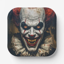 Vampire Clown Halloween Party Paper Plates