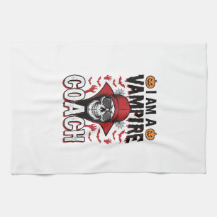 Vampire Coach Halloween Skull Vintage Shirt Design Tea Towel