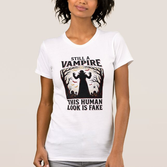 Vampire Costume Shirt Funny Halloween Human Disgui (Front)