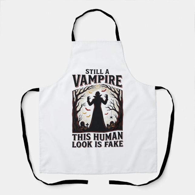 Vampire Costume Shirt Funny Halloween Human Disgui Apron (Front)