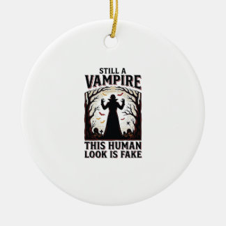 Vampire Costume Shirt Funny Halloween Human Disgui Ceramic Tree Decoration