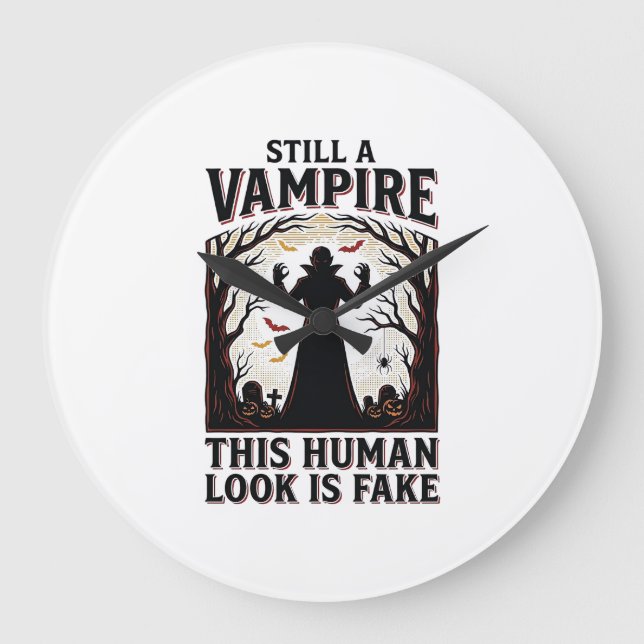 Vampire Costume Shirt Funny Halloween Human Disgui Large Clock (Front)