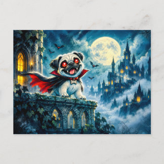 Vampire Count on Castle Ledge at Full Moon Postcard