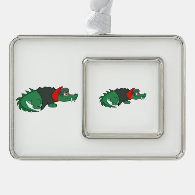 Vampire Crocodile Silver Plated Framed Ornament (Front)