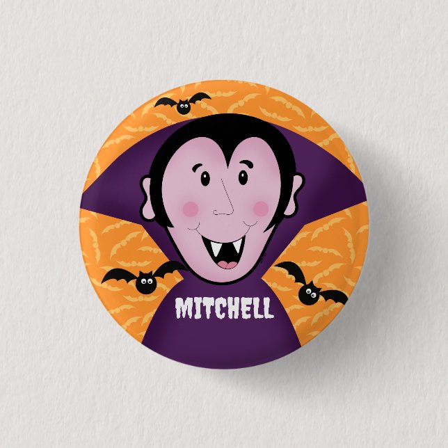 Vampire Dracula Bats Kids Cute Happy Halloween  3 Cm Round Badge (Front)