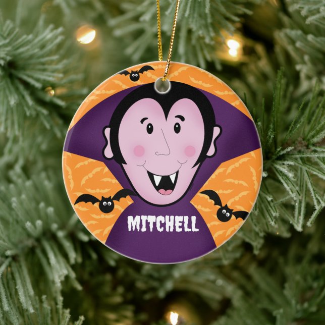 Vampire Dracula Bats Kids Cute Happy Halloween  Ceramic Tree Decoration (Tree)