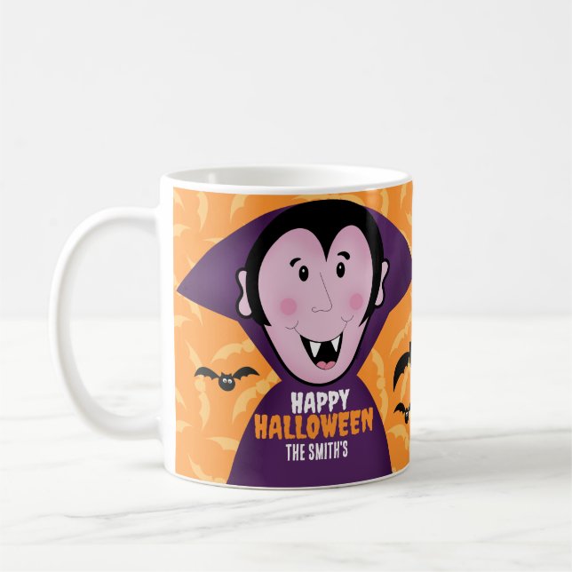 Vampire Dracula Bats Kids Cute Happy Halloween  Coffee Mug (Left)