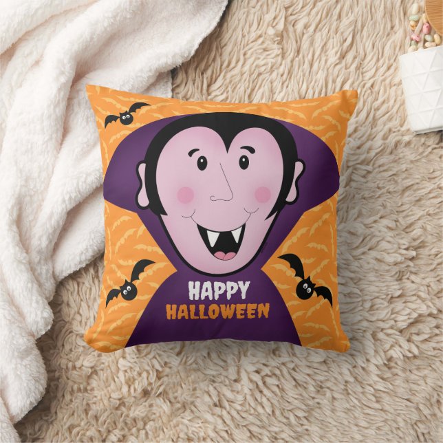 Vampire Dracula Bats Kids Cute Happy Halloween  Cushion (Blanket)