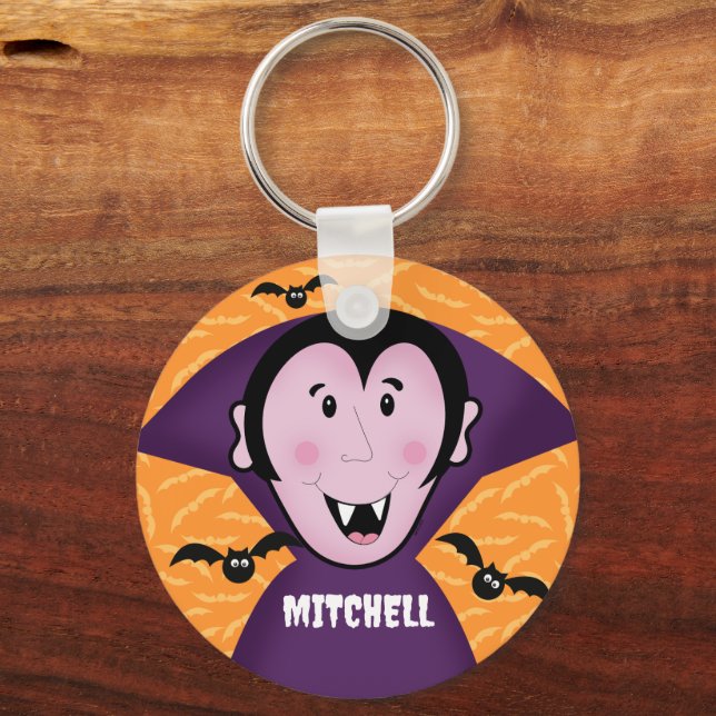Vampire Dracula Bats Kids Cute Happy Halloween  Key Ring (Front)