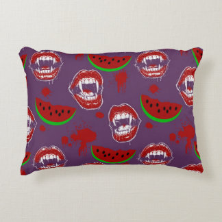Vampire Eating Watermelon Halloween in July Purple Decorative Cushion