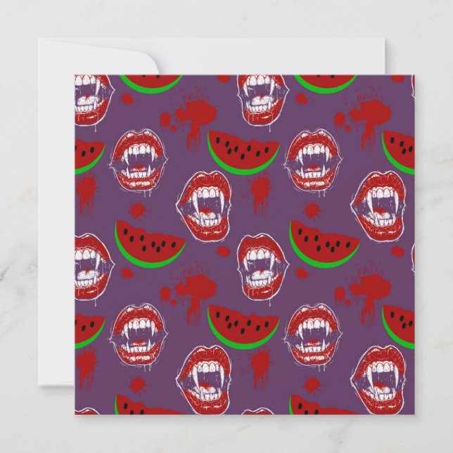 Vampire Eating Watermelon Purple Summerween Menu  (Front)