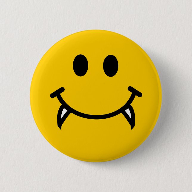 Vampire face with fangs 6 cm round badge (Front)