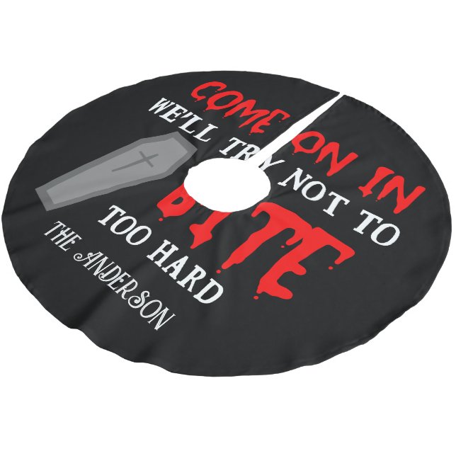 Vampire Family Halloween Red Blood Coffin Custom Brushed Polyester Tree Skirt (Angled)