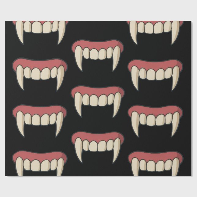 Vampire Fangs - Halloween Wrapping Paper (Flat)