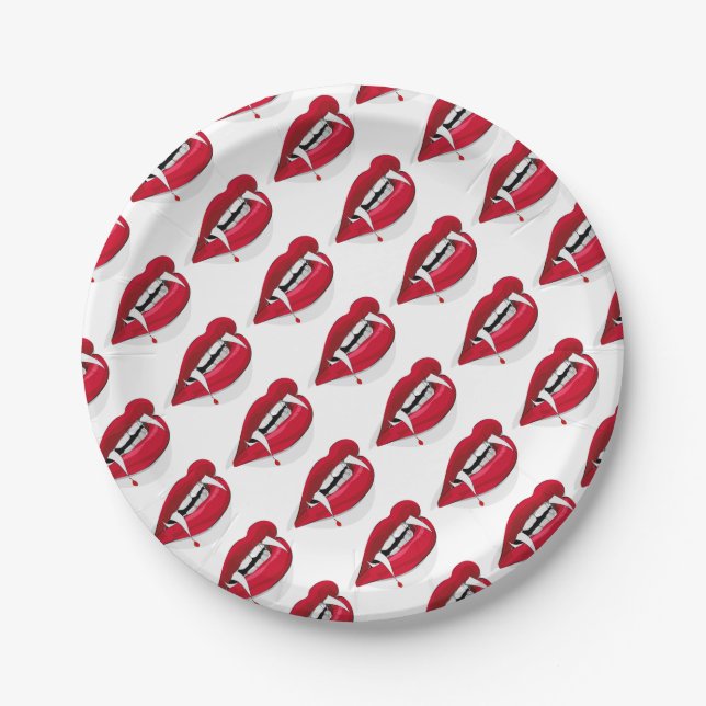 Vampire Fangs Paper Plate (Front)