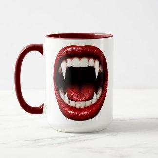 Vampire Fangs Red Lips Open Mouth Halloween Mug