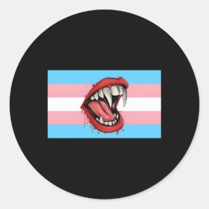 Vampire Fangs Th Transgender Pride Flag Halloween Classic Round Sticker