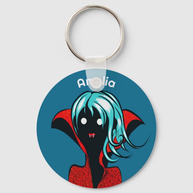 Vampire Girl - Cute Goth Character Name Key Ring (Front)