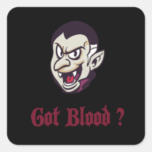 Vampire Got Blood Design Square Sticker