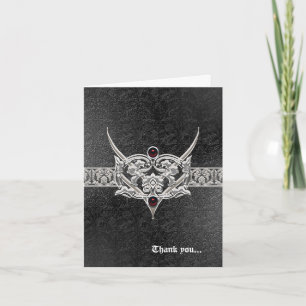 Vampire Goth Faux Leather Jewelled Wedding Thank You Card