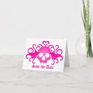 Vampire goth skull in pink, Save the Date Announcement