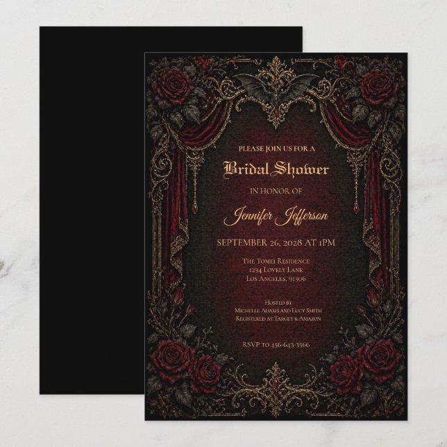 Vampire Gothic Bridal Shower invitation (Front/Back)