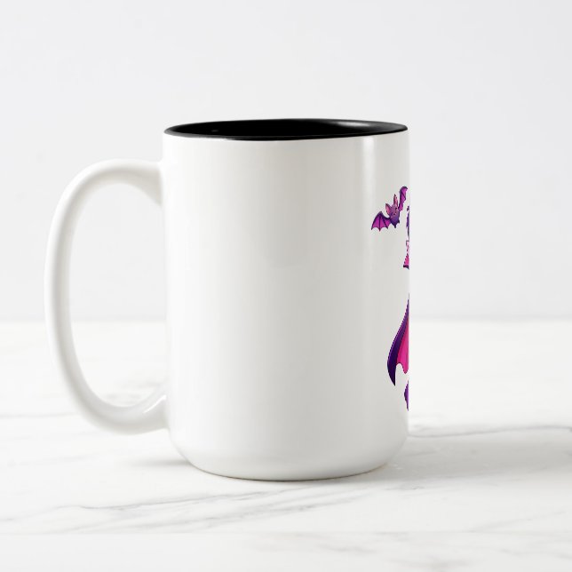 Vampire Halloween Candy Keeper Two-Tone Coffee Mug (Left)