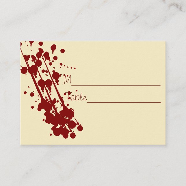 Vampire Halloween Fake Blood Wedding Placecards (Front)