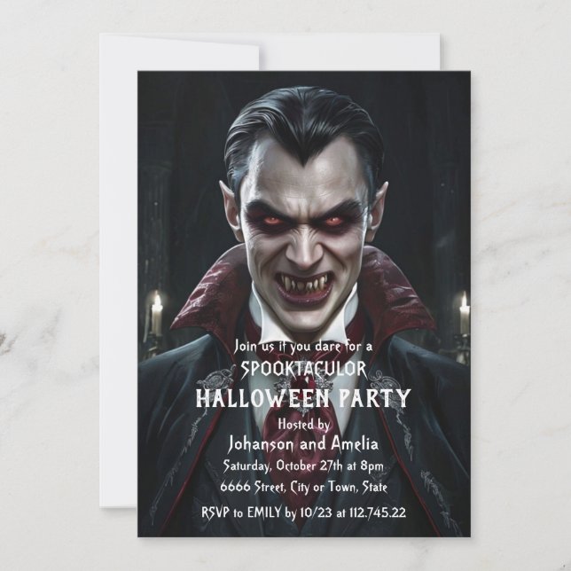 Vampire Halloween Party Invitation Gothic Dracula  (Front)
