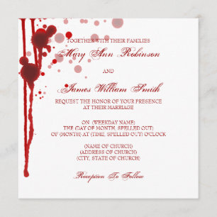 Vampire Halloween Wedding Fake Blood Red Invitation