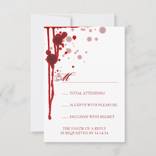 Vampire Halloween Wedding RSVP Fake Blood Red Card (Front)